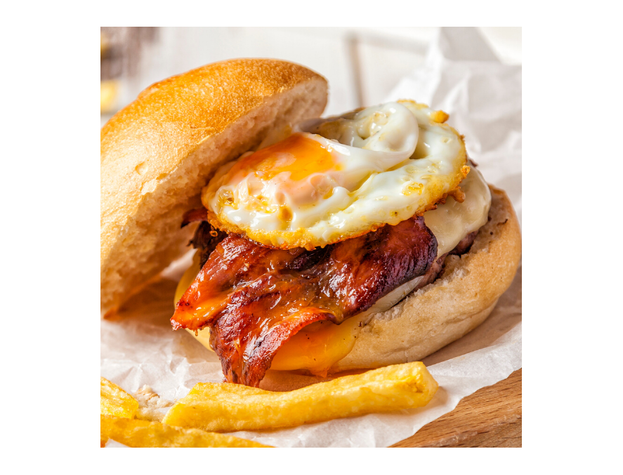 Burger with bacon & egg 190gr